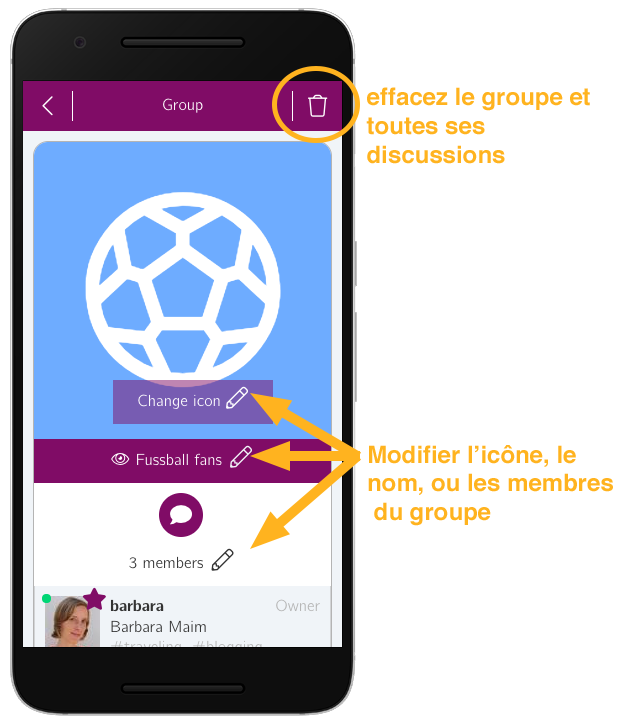 Editer ou supprimer un groupe