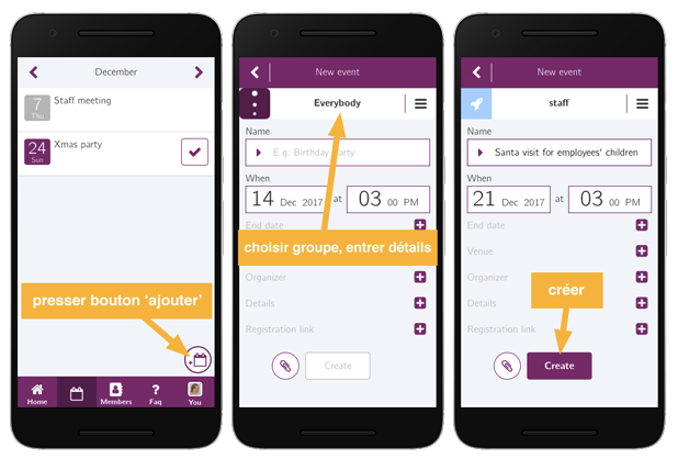 Comment créer un événement